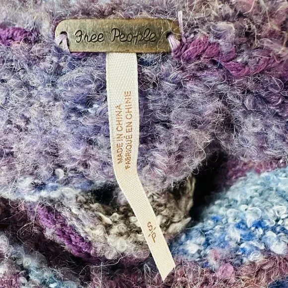 Free People My Girl Turtleneck Sweater Midnight Pearl Combo Women's Small Boho - Picture 6 of 11